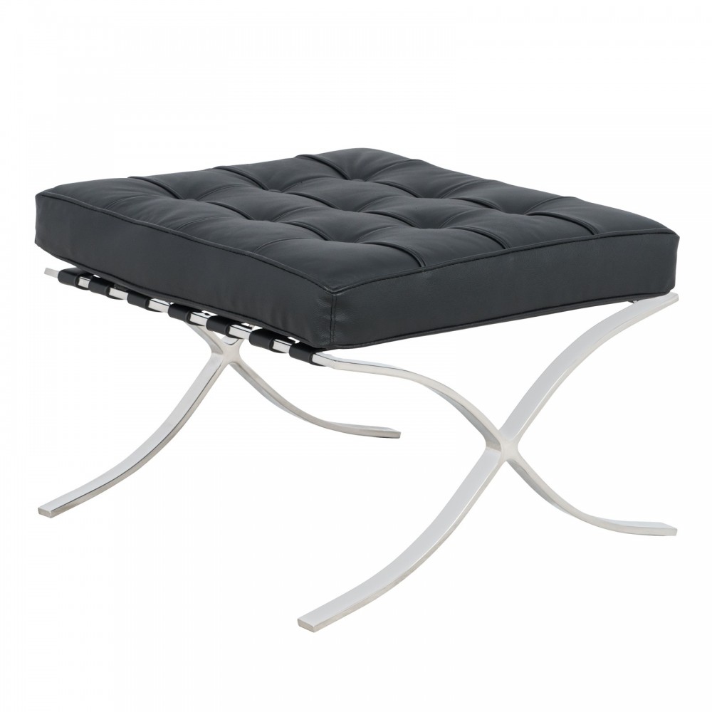 LeisureMod Bellefonte Style Modern Pavilion Ottoman, Black, BR30BLLO