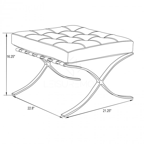 LeisureMod Bellefonte Style Modern Pavilion Ottoman, Ivory, BR30IVLO