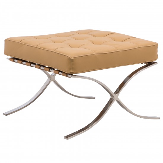 LeisureMod Bellefonte Style Modern Pavilion Ottoman, Light Brown, BR30LBRLO