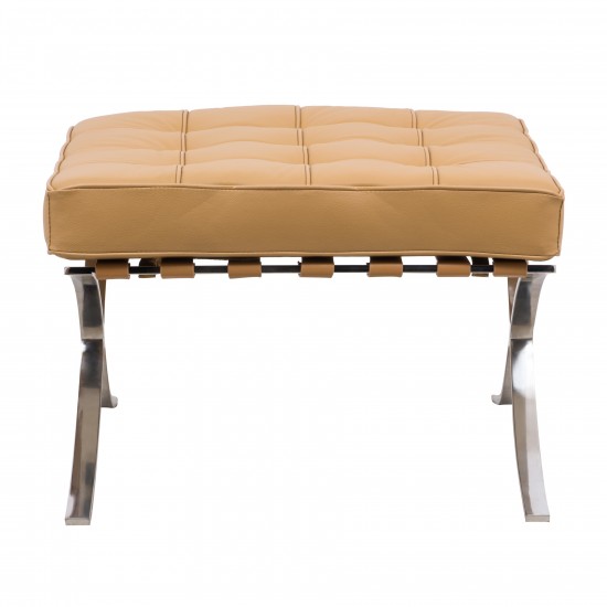 LeisureMod Bellefonte Style Modern Pavilion Ottoman, Light Brown, BR30LBRLO