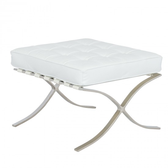 LeisureMod Bellefonte Style Modern Pavilion Ottoman, White, BR30WLO