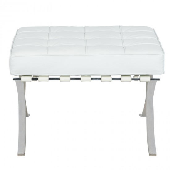 LeisureMod Bellefonte Style Modern Pavilion Ottoman, White, BR30WLO