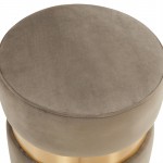 LeisureMod Troy 14.6" Round Velvet Ottoman, Dark Grey, TO14DGR