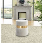 LeisureMod Troy 14.6" Round Velvet Ottoman, Light Grey, TO14LGR