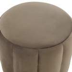 LeisureMod Franklin 19" Round Velvet Ottoman With Gold Base, Dark Grey, FO19DGR