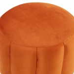 Franklin 19" Round Velvet Ottoman With Gold Base, Orange Marmalade, FO19OR