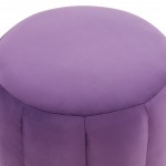 LeisureMod Franklin 19" Round Velvet Ottoman With Gold Base, Purple, FO19PR