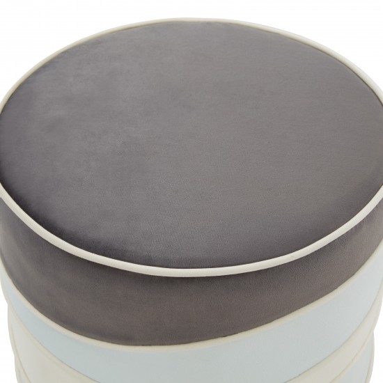 LeisureMod Almon 16" Round Multi Colored Velvet Ottoman , Multi, AO16M