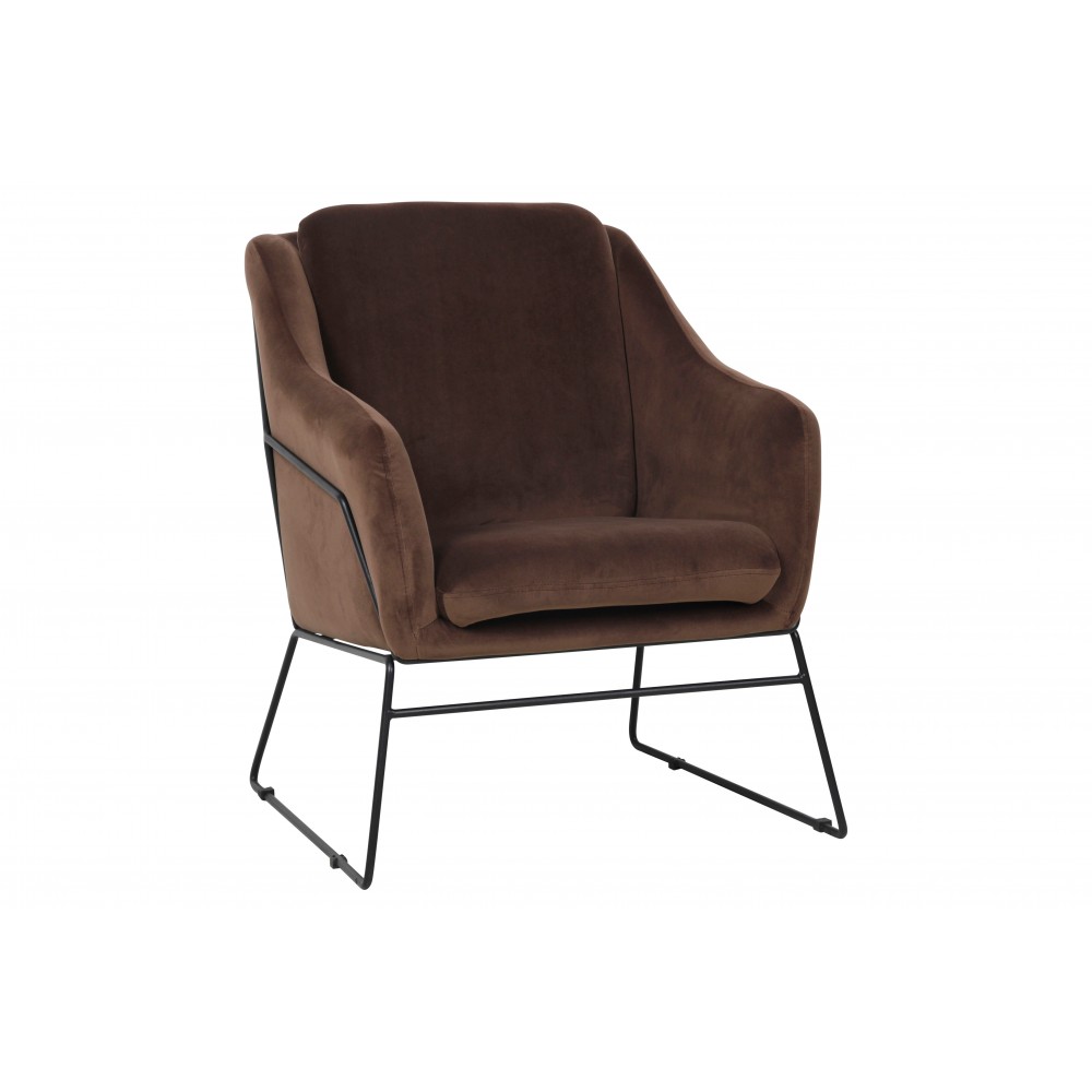 LeisureMod Harmony Velvet Accent Armchair, Coffee Brown, HA27BR