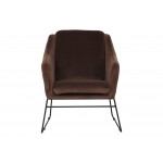 LeisureMod Harmony Velvet Accent Armchair, Coffee Brown, HA27BR