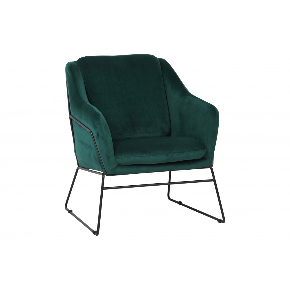 LeisureMod Harmony Velvet Accent Armchair, Emerald Green, HA27G