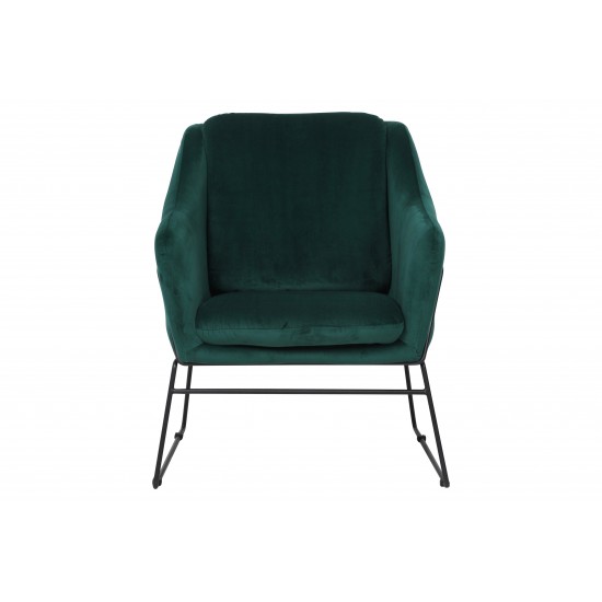 LeisureMod Harmony Velvet Accent Armchair, Emerald Green, HA27G