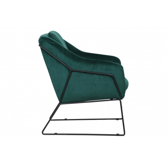 LeisureMod Harmony Velvet Accent Armchair, Emerald Green, HA27G