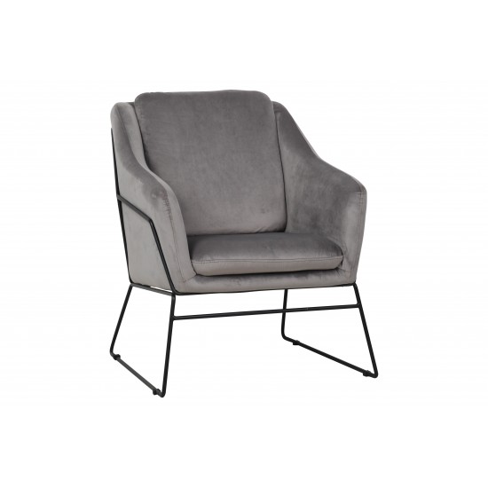 LeisureMod Harmony Velvet Accent Armchair, Fossil Grey, HA27GR