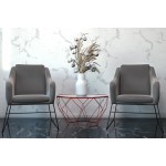 LeisureMod Harmony Velvet Accent Armchair, Fossil Grey, HA27GR