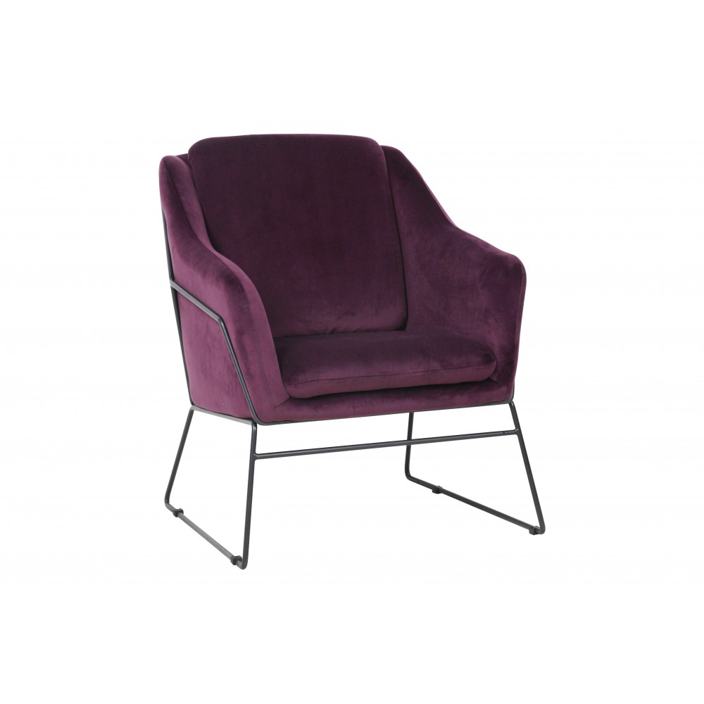 LeisureMod Harmony Velvet Accent Armchair, Olive Purple, HA27PR