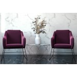 LeisureMod Harmony Velvet Accent Armchair, Olive Purple, HA27PR