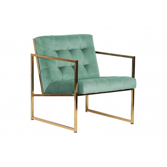 Lexington Tufted Velvet Accent Armchair With Gold Frame, Turquoise , LA18BU