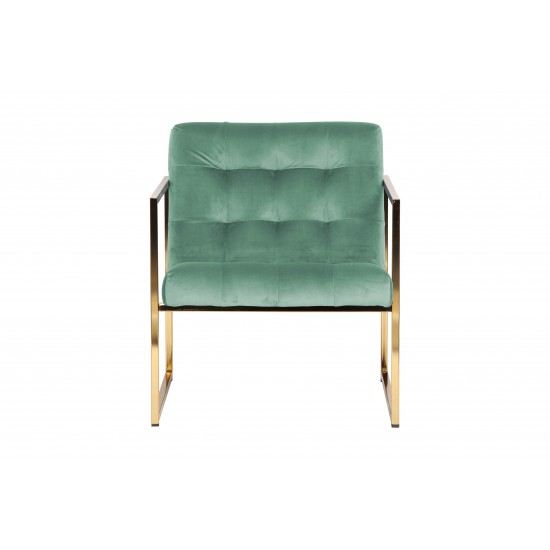 Lexington Tufted Velvet Accent Armchair With Gold Frame, Turquoise , LA18BU