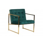 Lexington Tufted Velvet Accent Armchair, Gold Frame, Emerald Green, LA18G