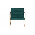 Lexington Tufted Velvet Accent Armchair, Gold Frame, Emerald Green, LA18G