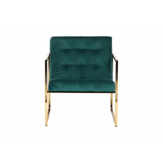 Lexington Tufted Velvet Accent Armchair, Gold Frame, Emerald Green, LA18G