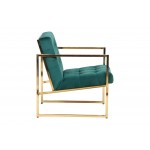 Lexington Tufted Velvet Accent Armchair, Gold Frame, Emerald Green, LA18G