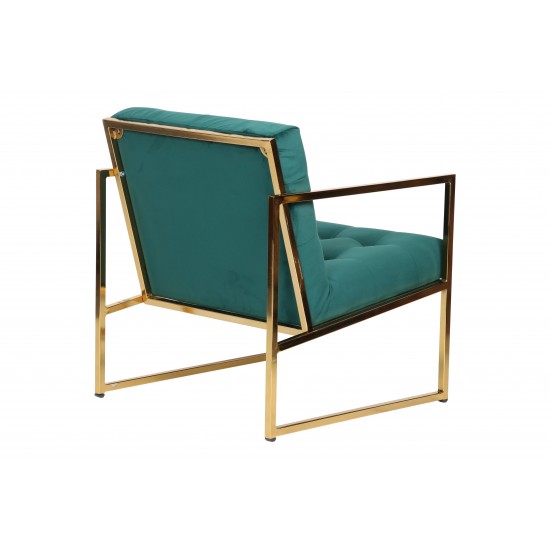 Lexington Tufted Velvet Accent Armchair, Gold Frame, Emerald Green, LA18G