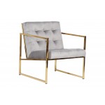 Lexington Tufted Velvet Accent Armchair With Gold Frame, Fossil Grey, LA18GR