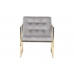 Lexington Tufted Velvet Accent Armchair With Gold Frame, Fossil Grey, LA18GR