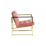 Lexington Tufted Velvet Accent Armchair With Gold Frame, Royal Rose, LA18PK