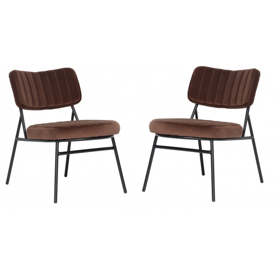 Marilane Velvet Accent Chair With Metal Frame Set of 2, Coffee Brown, MA29BR2