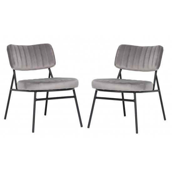 Marilane Velvet Accent Chair With Metal Frame Set of 2, Fossil Grey, MA29GR2