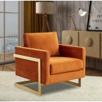 Lincoln Velvet Accent Armchair With Gold Frame, Orange Marmalade, LA31OR