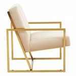 Montgomery Velvet Pinstripe Design Accent Armchair, Gold Frame, Beige, MA28BG