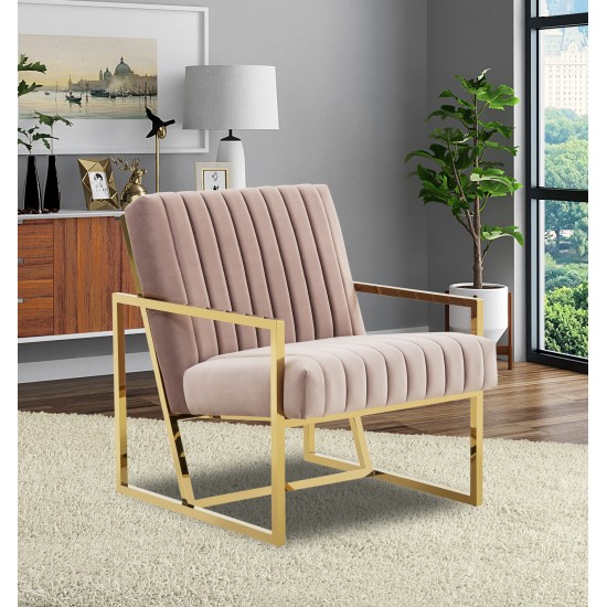 Montgomery Velvet Pinstripe Design Accent Armchair, Gold Frame, Pink, MA28PK