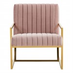 Montgomery Velvet Pinstripe Design Accent Armchair, Gold Frame, Pink, MA28PK