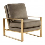 Velvet Design Accent Armchair, Gold Brass Finish Frame, Dark Grey, JA29DGR