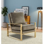 Velvet Design Accent Armchair, Gold Brass Finish Frame, Dark Grey, JA29DGR