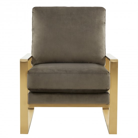 Velvet Design Accent Armchair, Gold Brass Finish Frame, Dark Grey, JA29DGR