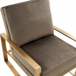 Velvet Design Accent Armchair, Gold Brass Finish Frame, Dark Grey, JA29DGR