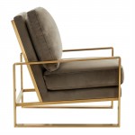 Velvet Design Accent Armchair, Gold Brass Finish Frame, Dark Grey, JA29DGR