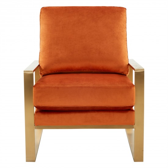 Jefferson Velvet Design Accent Armchair, Gold Brass, Orange Marmalade, JA29OR