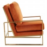 Jefferson Velvet Design Accent Armchair, Gold Brass, Orange Marmalade, JA29OR