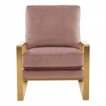 Jefferson Velvet Design Accent Armchair, Gold Brass Finish Frame, Pink, JA29PK