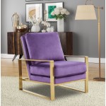 Jefferson Velvet Design Accent Armchair, Gold Brass Finish Frame, Purple, JA29PR