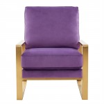 Jefferson Velvet Design Accent Armchair, Gold Brass Finish Frame, Purple, JA29PR