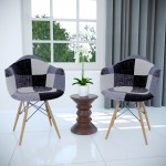 Willow Patchwork Fabric Eiffel Accent Chair, Set of 2, Patchwork, W24FC2