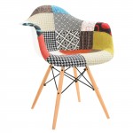 Willow Multi-Colored Patchwork Fabric Eiffel Accent Chair, Multi-Color, W24M