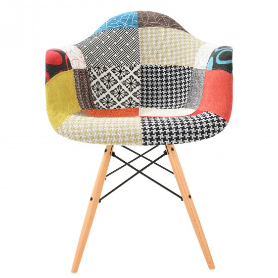 Willow Multi-Colored Patchwork Fabric Eiffel Accent Chair, Multi-Color, W24M